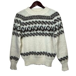VTG Eider Knit Icelandic Pure Wool Sweater Nordic Cream Brown Sz Small Warm Cozy